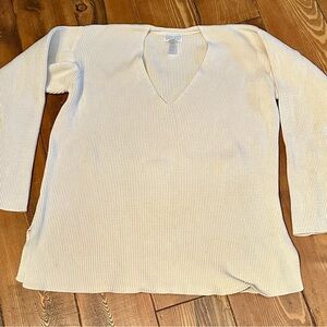Lands' End Cream V-Neck Sweater
